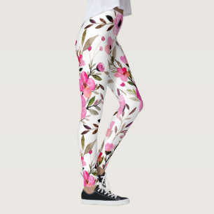 Atemberaubend rosa Farbflora Muster Leggings