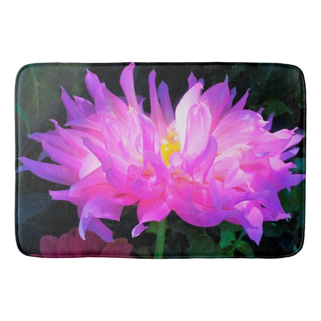 Atemberaubend rosa und Lila Kaktus Dahlia Badematte (Vorderseite)