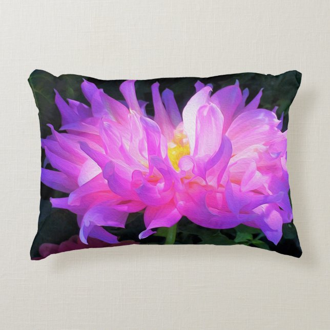 Atemberaubend rosa und Lila Kaktus Dahlia Dekokissen (Vorderseite)