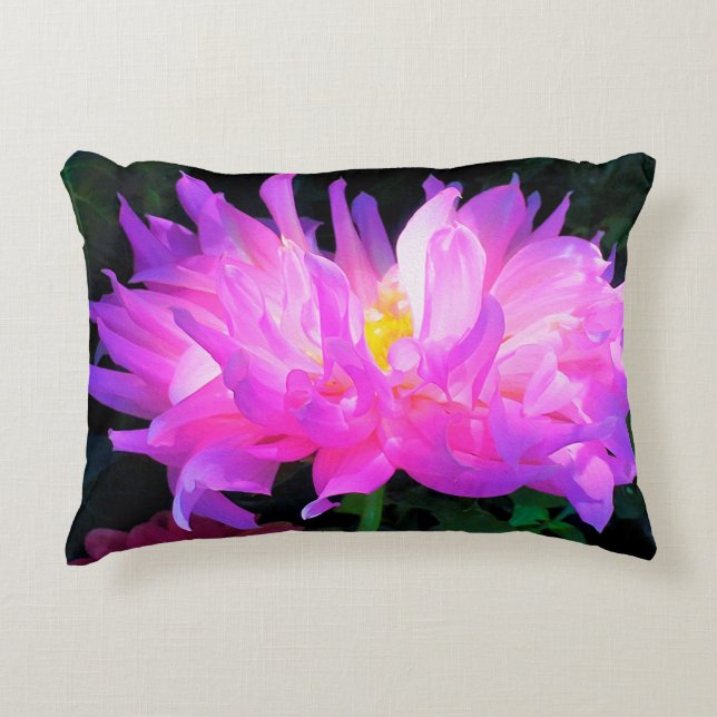 Atemberaubend rosa und Lila Kaktus Dahlia Dekokissen (Vorderseite)