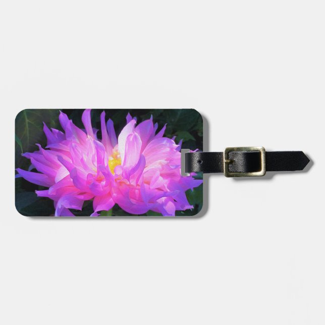 Atemberaubend rosa und Lila Kaktus Dahlia Gepäckanhänger (Vorderseite horizontal)