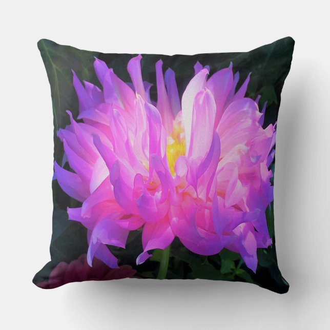 Atemberaubend rosa und Lila Kaktus Dahlia Kissen (Vorderseite)