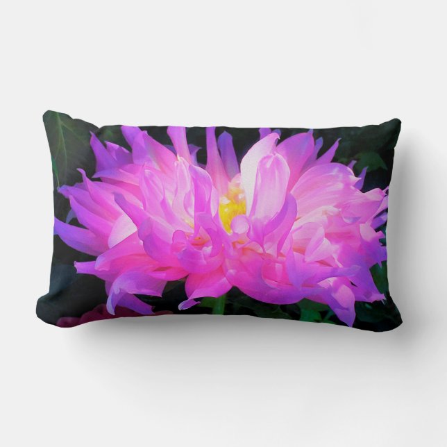 Atemberaubend rosa und Lila Kaktus Dahlia Lendenkissen (Vorderseite)