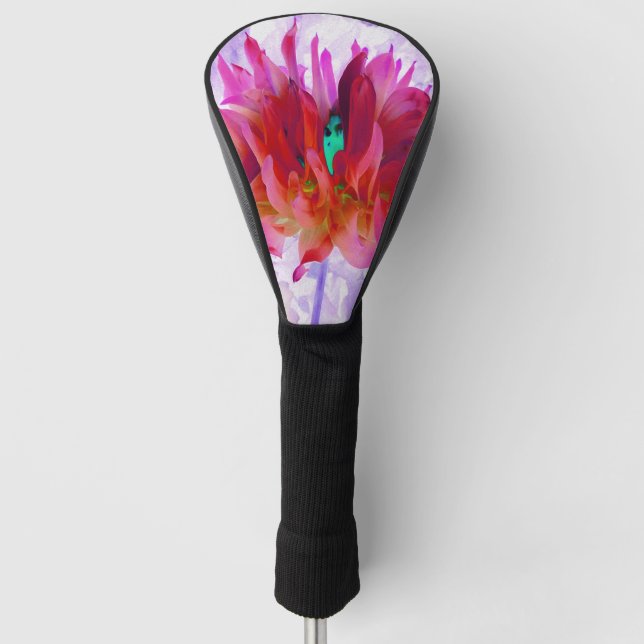 Atemberaubend Rot und Heiß rosa Kaktus Dahlia Golf Headcover (Vorderseite)