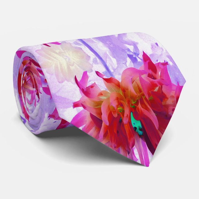 Atemberaubend Rot und Heiß rosa Kaktus Dahlia Krawatte (Gerollt)