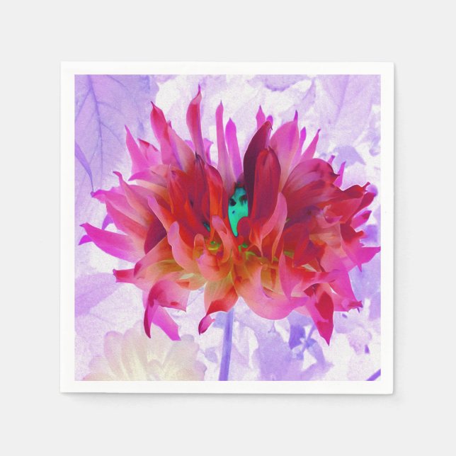 Atemberaubend Rot und Heiß rosa Kaktus Dahlia Serviette (Vorderseite)