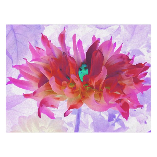 Atemberaubend Rot und Heiß rosa Kaktus Dahlia Tischdecke (Vorderseite (Horizontal))