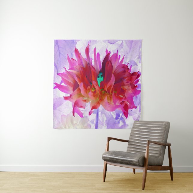 Atemberaubend Rot und Heiß rosa Kaktus Dahlia Wandteppich (Beispiel)