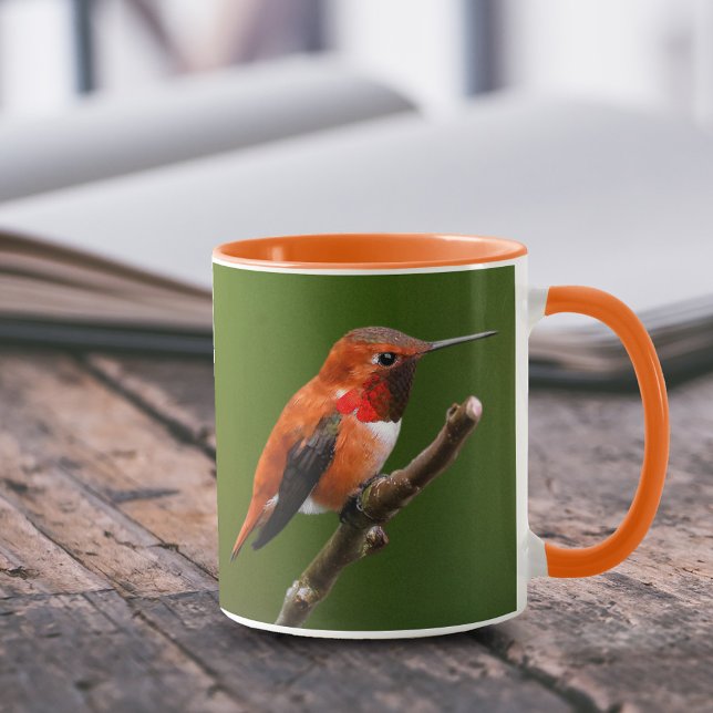 Atemberaubend Rufous Hummingbird auf dem Zweig Che Tasse (Stunning Rufous Hummingbird on Branch 11 oz Coffee Mug Cover Photo.)