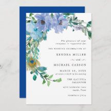 Atemberaubend Sapphire Blue Floral Wedding Einladu
