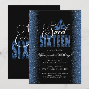 Atemberaubend Sapphire Blue Sweet 16 Party Einladu Einladung