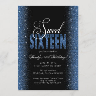 Atemberaubend Sapphire Blue Sweet 16 Party Einladu Einladung