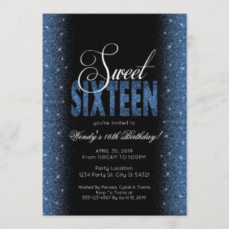 Atemberaubend Sapphire Blue Sweet 16 Party Einladu Einladung
