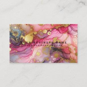 Atemberaubend schönes Pink und Gold Alkohol-Tinte- Visitenkarte