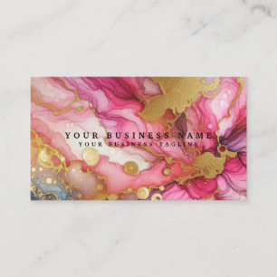 Atemberaubend schönes Rosa und Gold Alkohol-Tinte- Visitenkarte
