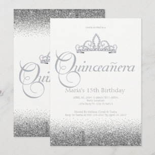 Atemberaubend Silver Quinceañera Einladungen