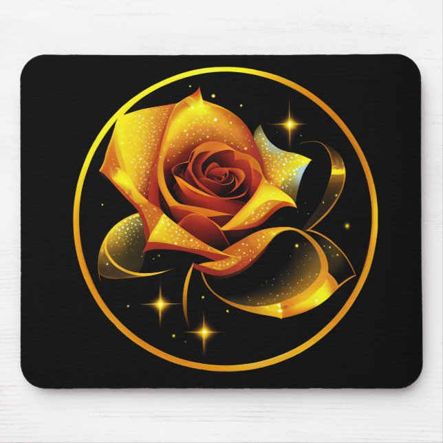 Atemberaubend Single Gold Rose Mousepad (Vorne)