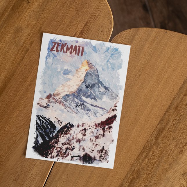Atemberaubend Zermatt Schweiz Schweizer Alpen Postkarte (zermatt switzerland watercolor postcard)