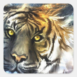 atemberaubende abstrakte Löwe Quadratischer Aufkleber