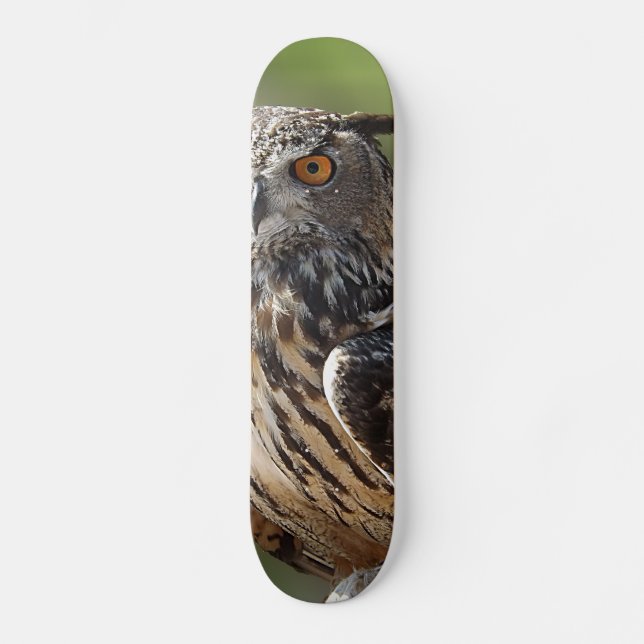 Atemberaubende Adler-Eule mit orange Augen Skateboard (Vorderseite)