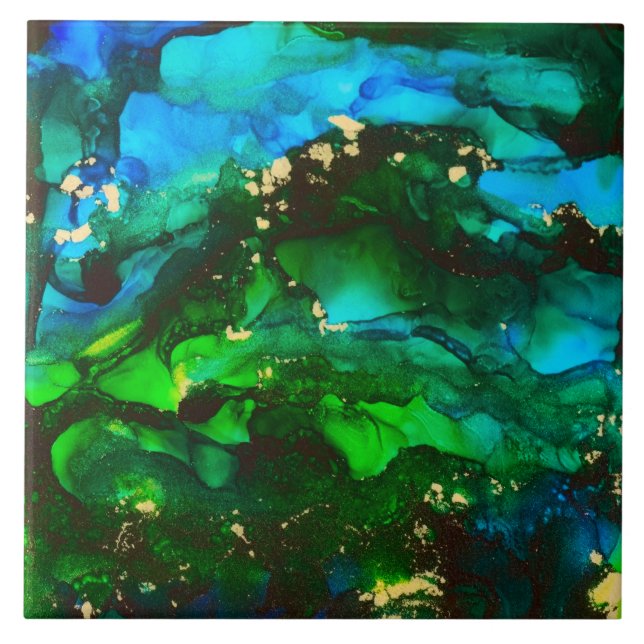 Atemberaubende Alkohol-Tinten-Malerei Fliese (Vorderseite)