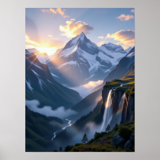 Atemberaubende alpine Aussicht Poster (Vorne)