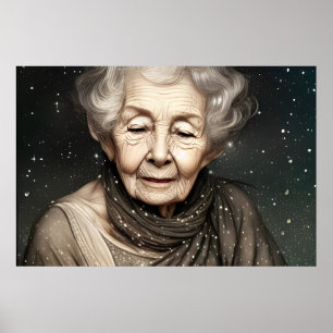 Atemberaubende alte Frau digitale Kunst Poster