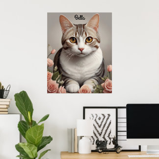 Atemberaubende amerikanische Kurzhaarkatze mit zar Poster