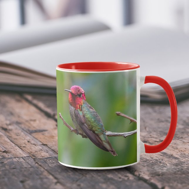 Atemberaubende Anna's Hummingbird auf Obstbaum Tasse (Stunning Anna's Hummingbird on the Plum Tree 11 oz Coffee Mug Cover Photo.)