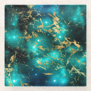 Atemberaubende Aquarellgrauen und goldene Marmorga Glasuntersetzer