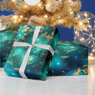 Atemberaubende Aquarellgrauen und Goldmarmorgalaxi Geschenkpapier