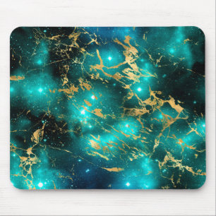 Atemberaubende Aquarellgrauen und Goldmarmorgalaxi Mousepad