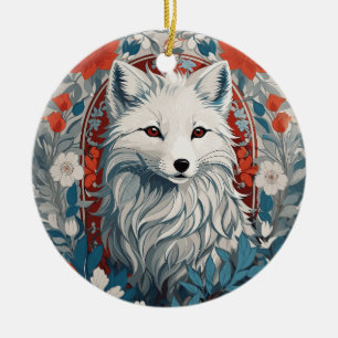 Atemberaubende Arktis-Fuchs-Wildnis Keramik Ornament