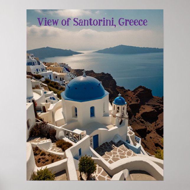 Atemberaubende Aussicht auf Santorin Poster (Vorne)