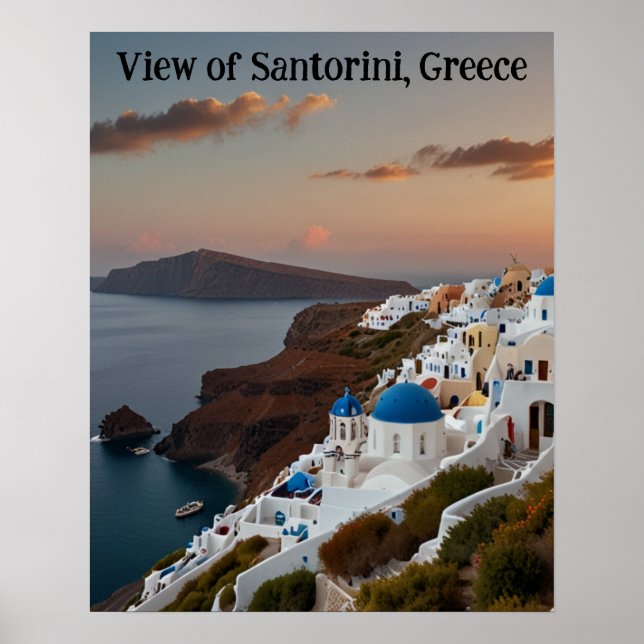 Atemberaubende Aussicht auf Santorin Poster (Vorne)