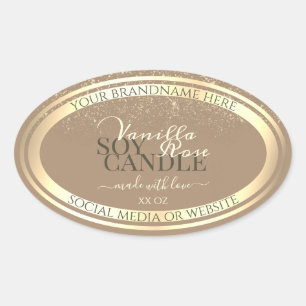 Atemberaubende Beige-Produktverpackungsmarken Gold Ovaler Aufkleber