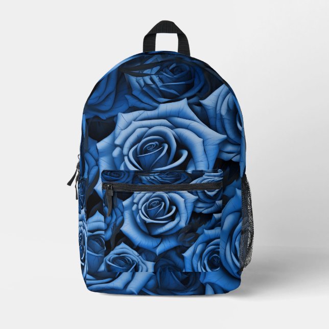 Atemberaubende blaue Rose Bedruckter Rucksack (Vorderseite)