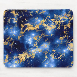 Atemberaubende Blauer, Weißer und Goldmarmor-Galax Mousepad