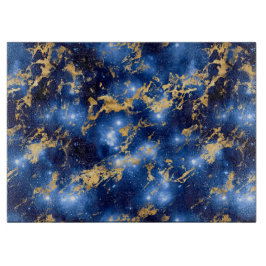 Atemberaubende Blauer, Weißer und Goldmarmor-Galax Schneidebrett