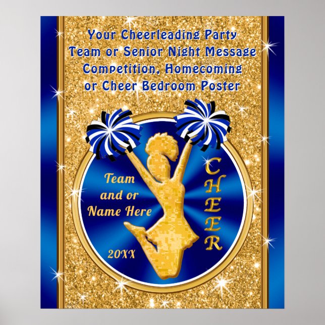 Atemberaubende Blue und Gold Cheer Plakate, PERSON Poster (Vorne)