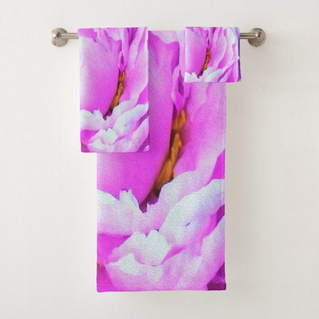 Atemberaubende Blume für doppelrosa Peony Badhandtuch Set (Insitu)