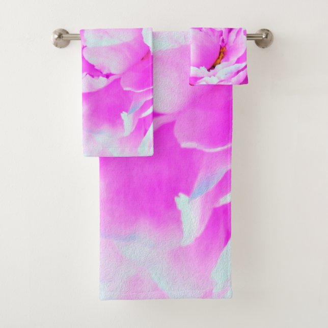 Atemberaubende Blume für doppelrosa Peony Badhandtuch Set (Insitu)