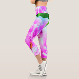 Atemberaubende Blume für doppelrosa Peony Capri Leggings