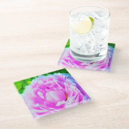 Atemberaubende Blume für doppelrosa Peony Glasuntersetzer