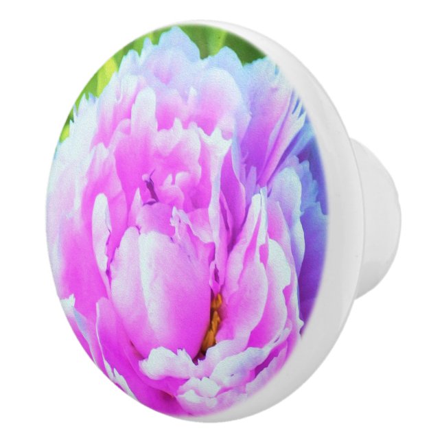 Atemberaubende Blume für doppelrosa Peony Keramikknauf (Rechts)