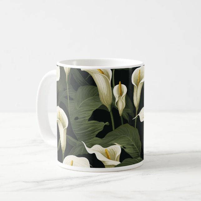 Atemberaubende Blumenbeauty, Calla Lily Blumendesi Kaffeetasse (Vorderseite Links)