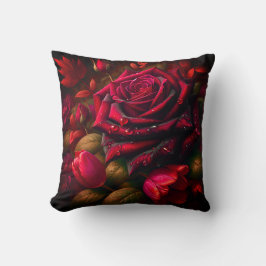 "Atemberaubende Blüten: Raindrops, Rose und Tulips Kissen
