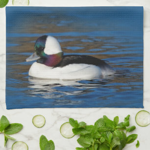 Atemberaubende Bufflehead-Ente am Teich Geschirrtuch
