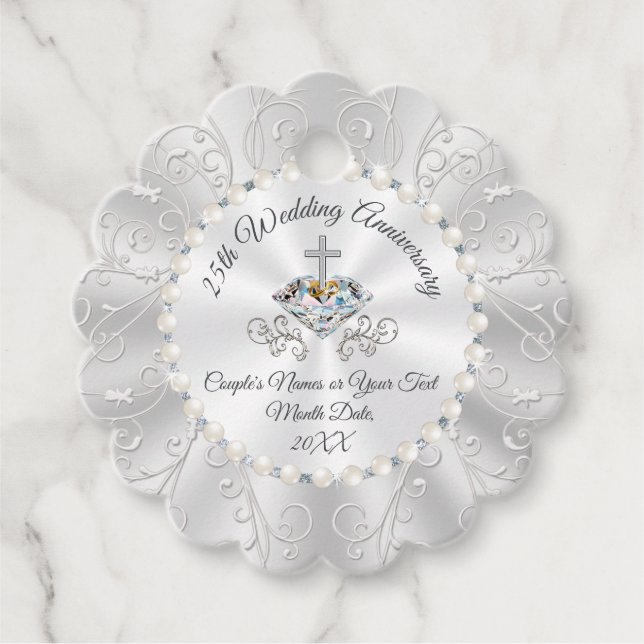 Atemberaubende CHRISTLICHE 25-jährige Jubiläumsvor Geschenkanhänger (Vorderseite)