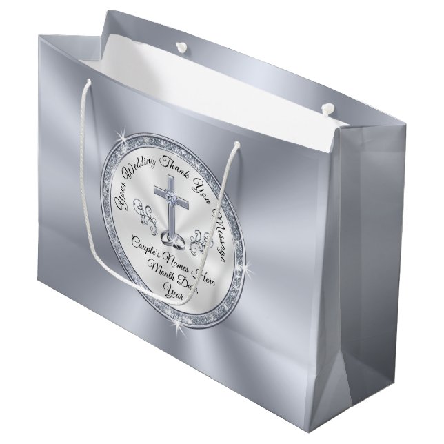Atemberaubende CHRISTLICHE, Personalisierte Hochze Große Geschenktüte (Vorderseite Schrägansicht)